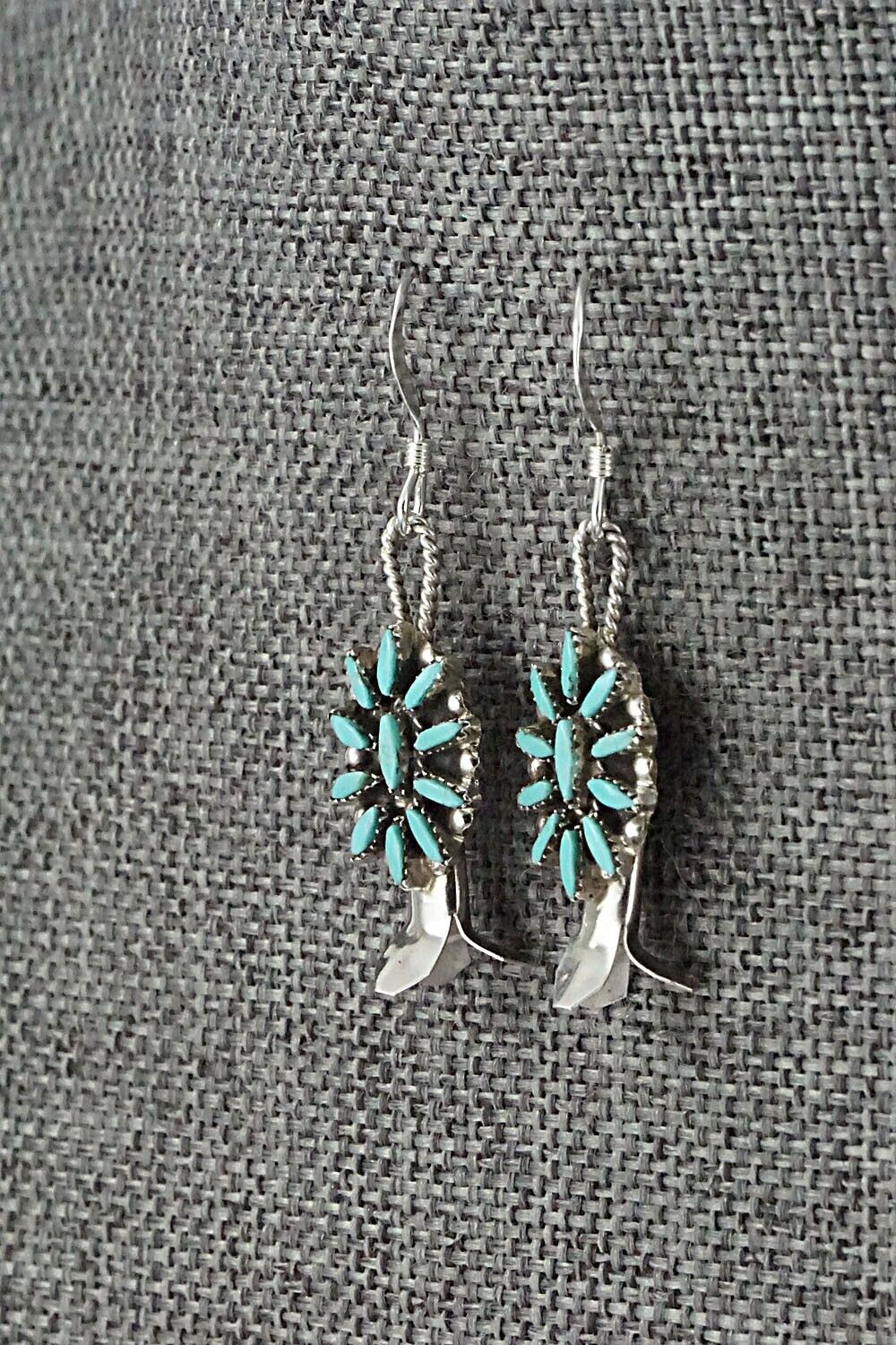 Turquoise & Sterling Silver Mini Squash Blossom Set - Lorena Peina