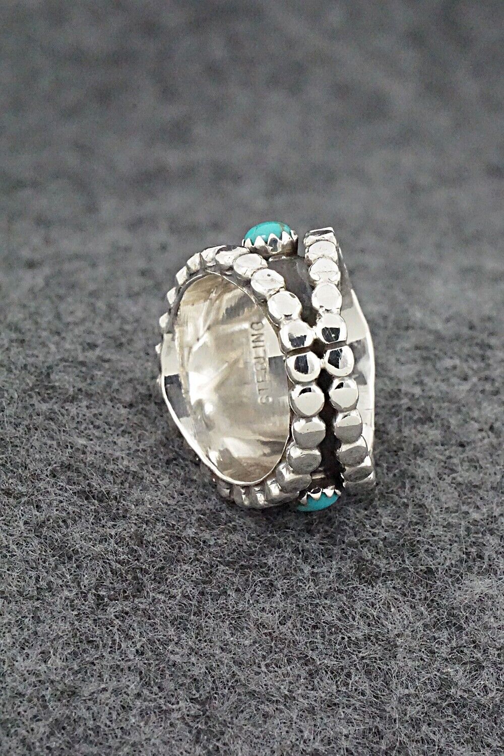 Turquoise & Sterling Silver Ring - Kenny Lonjose - Size 5.5