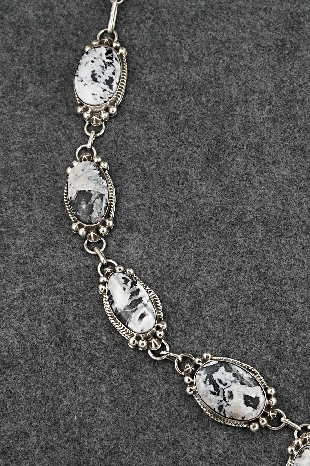 White Buffalo & Sterling Silver Necklace and Earrings Set - Vernon Johnson