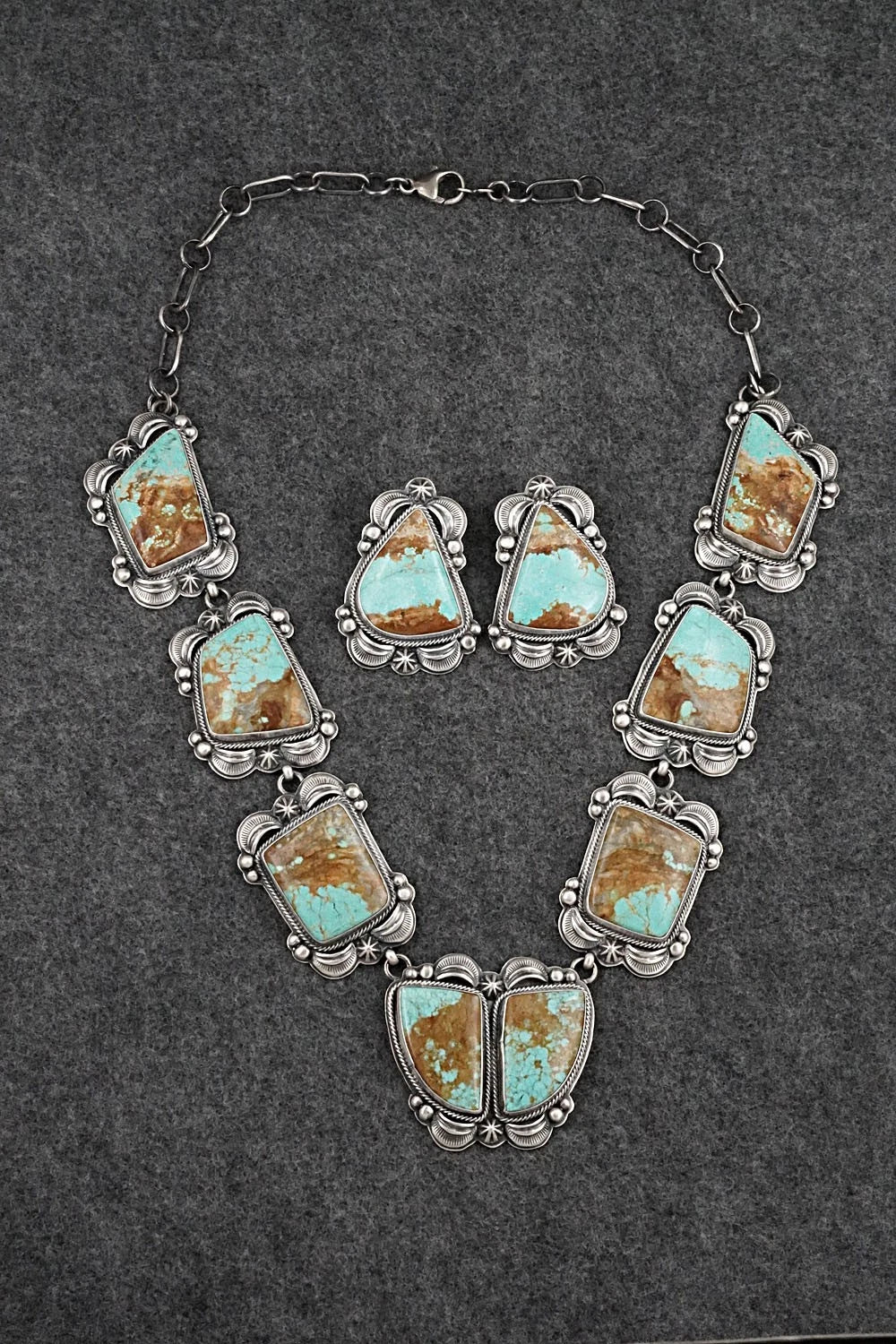 Turquoise & Sterling Silver Necklace and Earrings Set - Randy Boyd