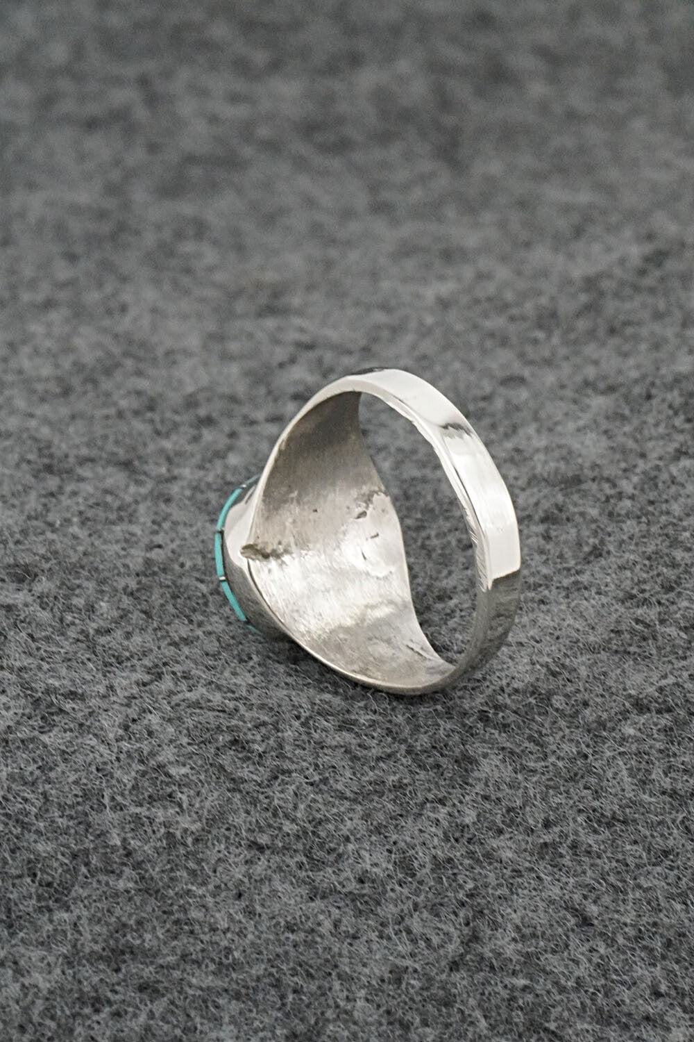 Turquoise & Sterling Silver Inlay Ring - Johnson Laweka - Size 8