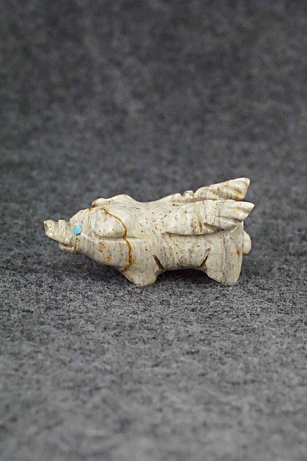 Pig With Wings Zuni Fetish Carving - Stanton Hanaweeka