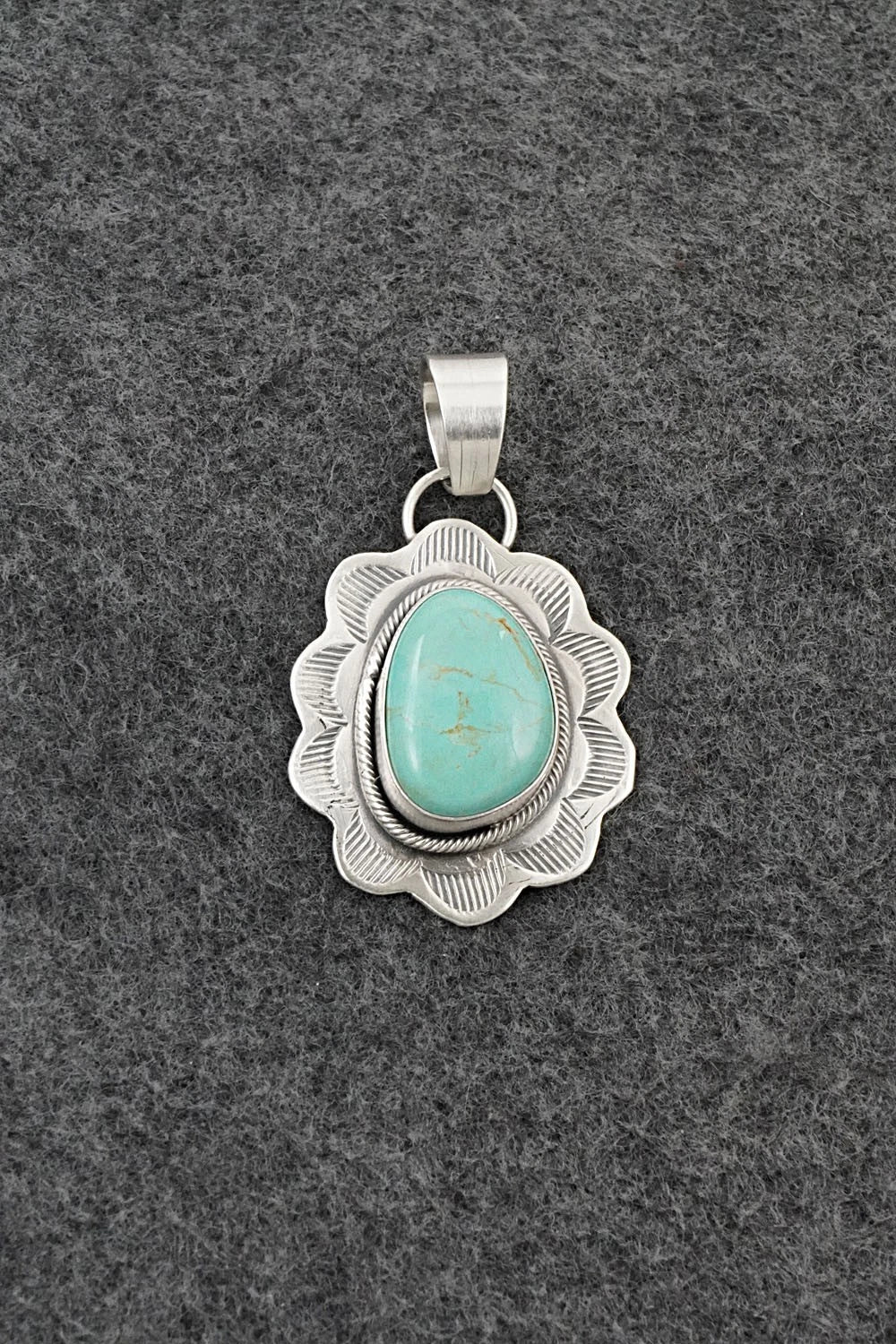 Turquoise & Sterling Silver Pendant - Cordell Platero