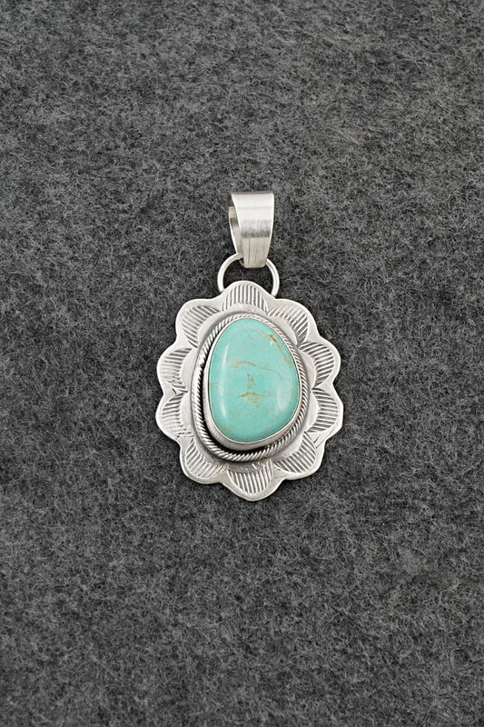 Turquoise & Sterling Silver Pendant - Cordell Platero
