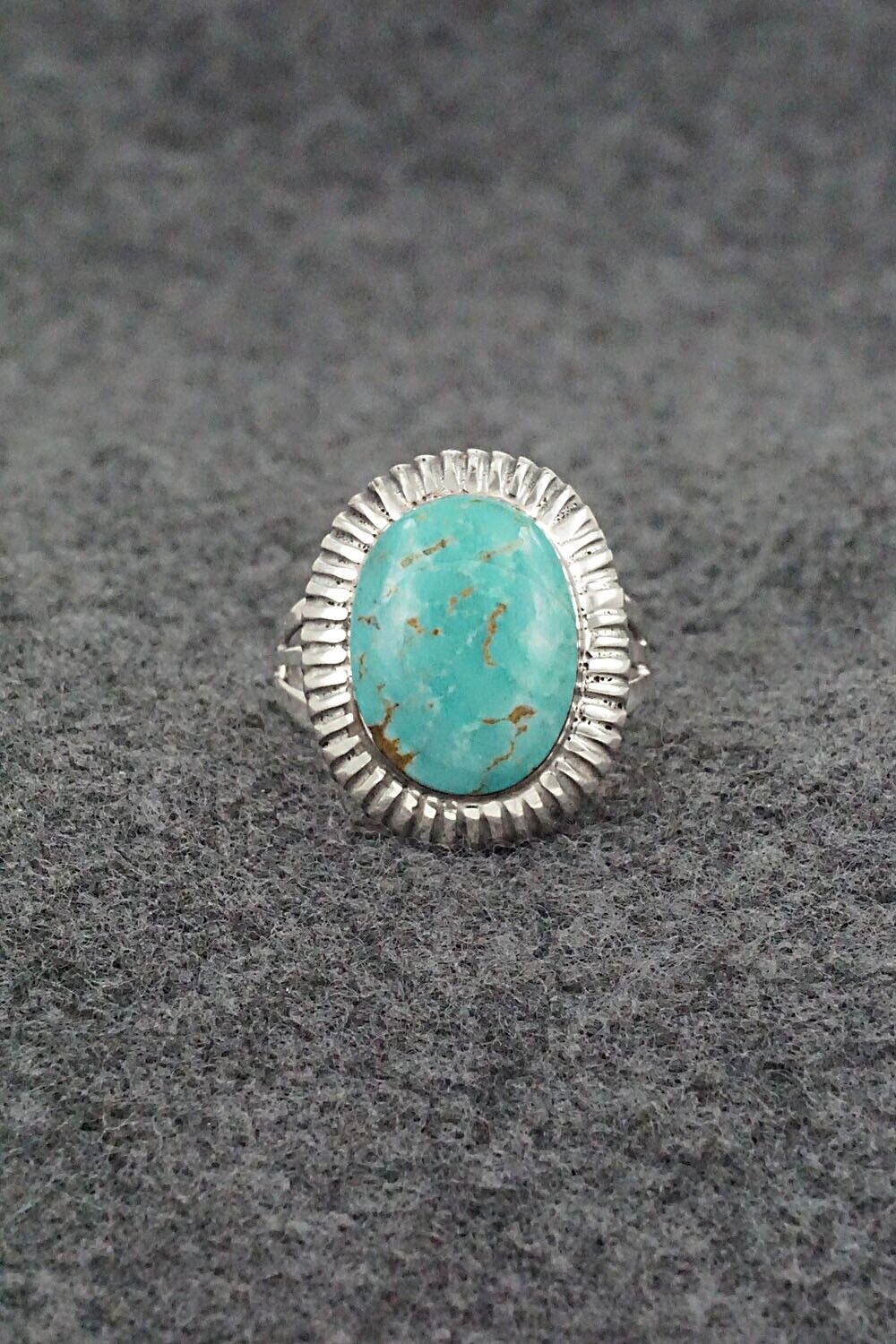 Turquoise & Sterling Silver Ring - Kenny Lonjose - Size 8.5