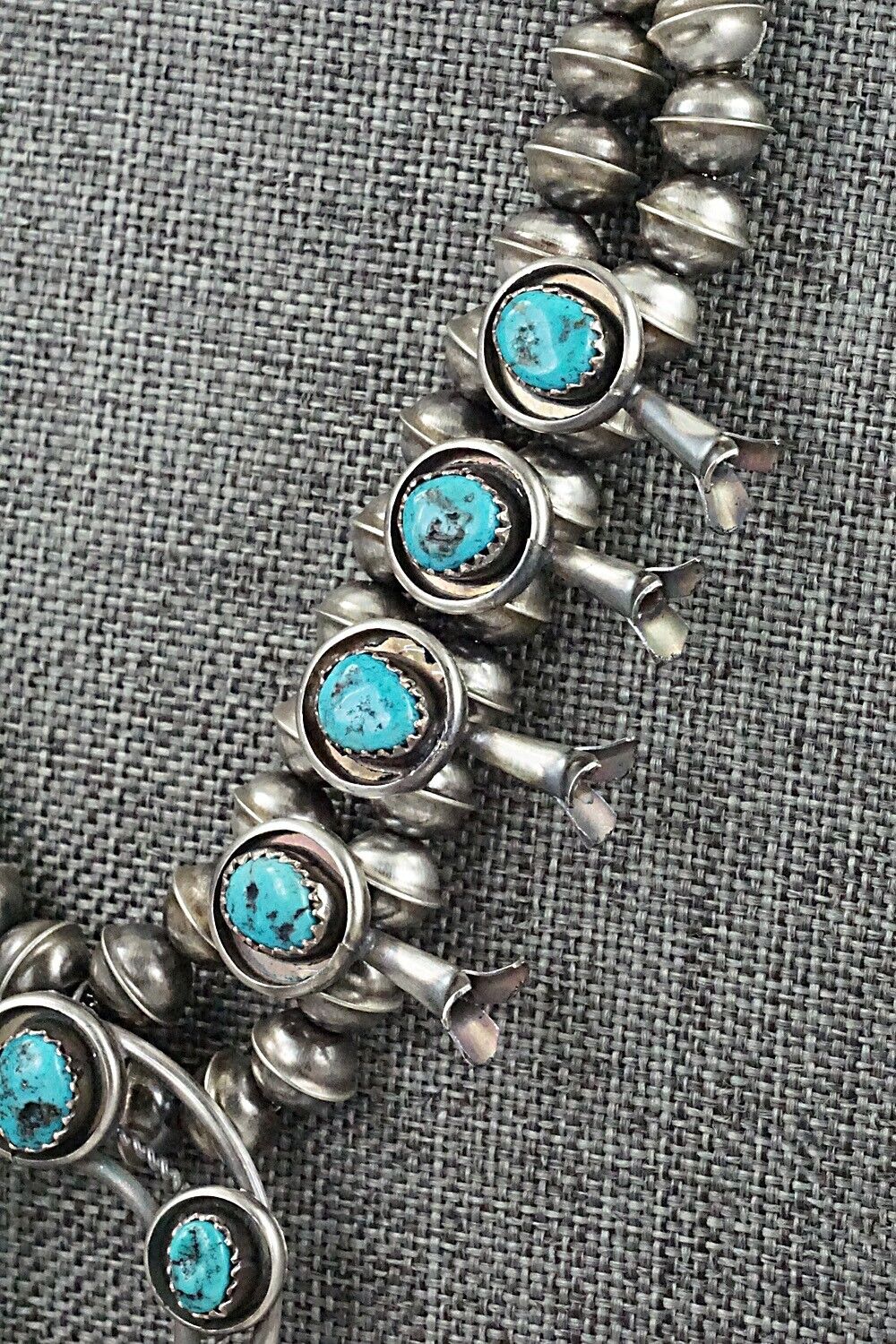 Turquoise & Sterling Silver Mini Squash Blossom Set - Phil Garcia