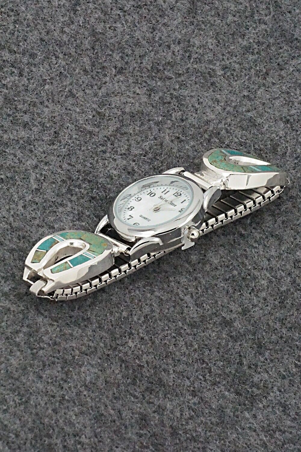 Turquoise & Sterling Silver Watch Bracelet - James Manygoats