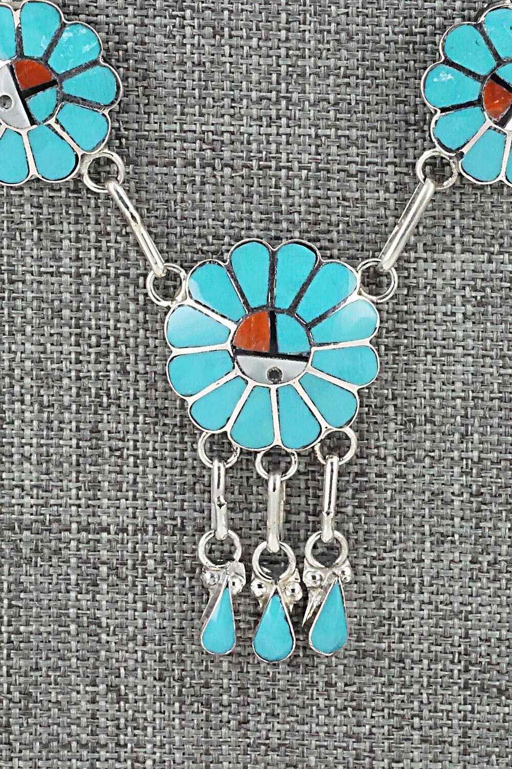 Multi Stone & Sterling Silver Inlay Necklace Set - Burdian Soseeah