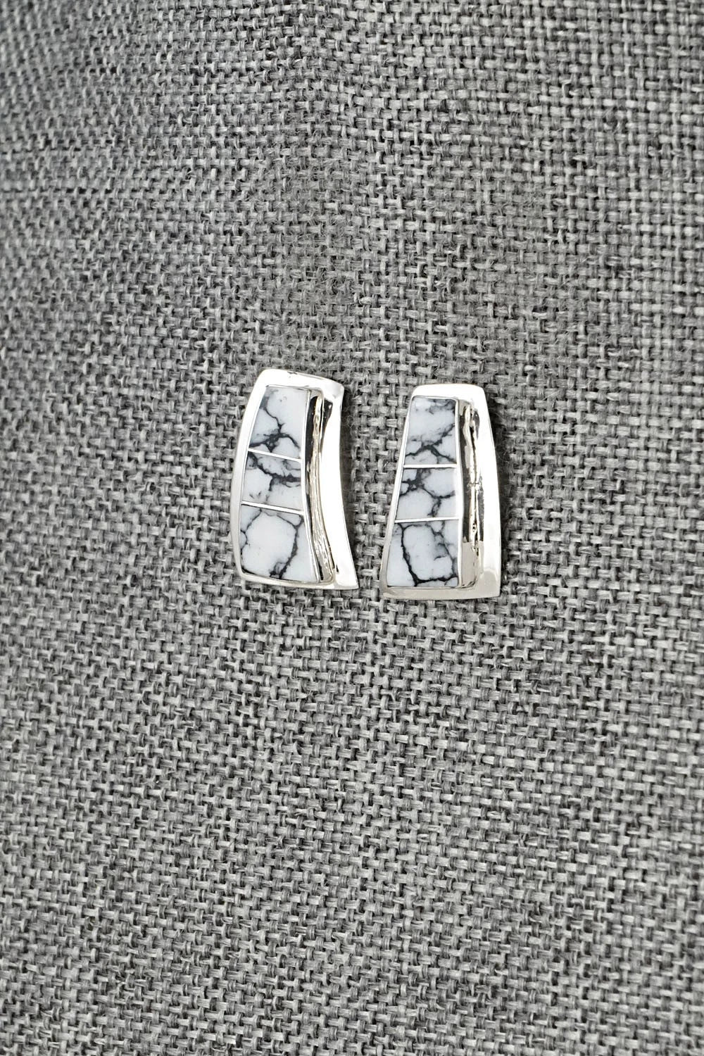 White Buffalo & Sterling Silver Earrings - Nathaniel Johnson
