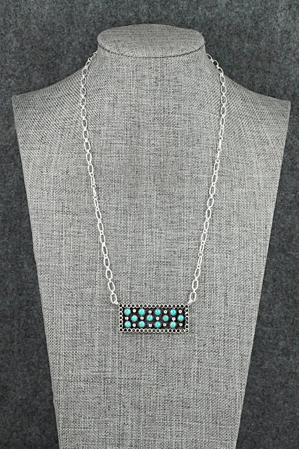 Turquoise & Sterling Silver Necklace - Kenny Lonjose