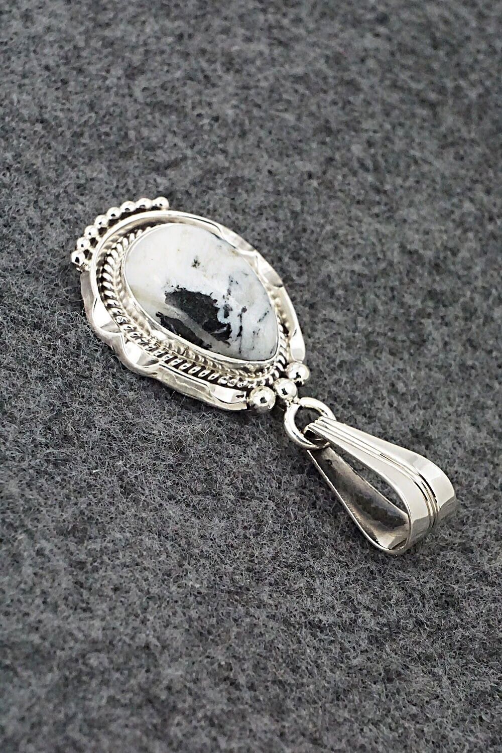 White Buffalo & Sterling Silver Pendant - Samuel Yellowhair