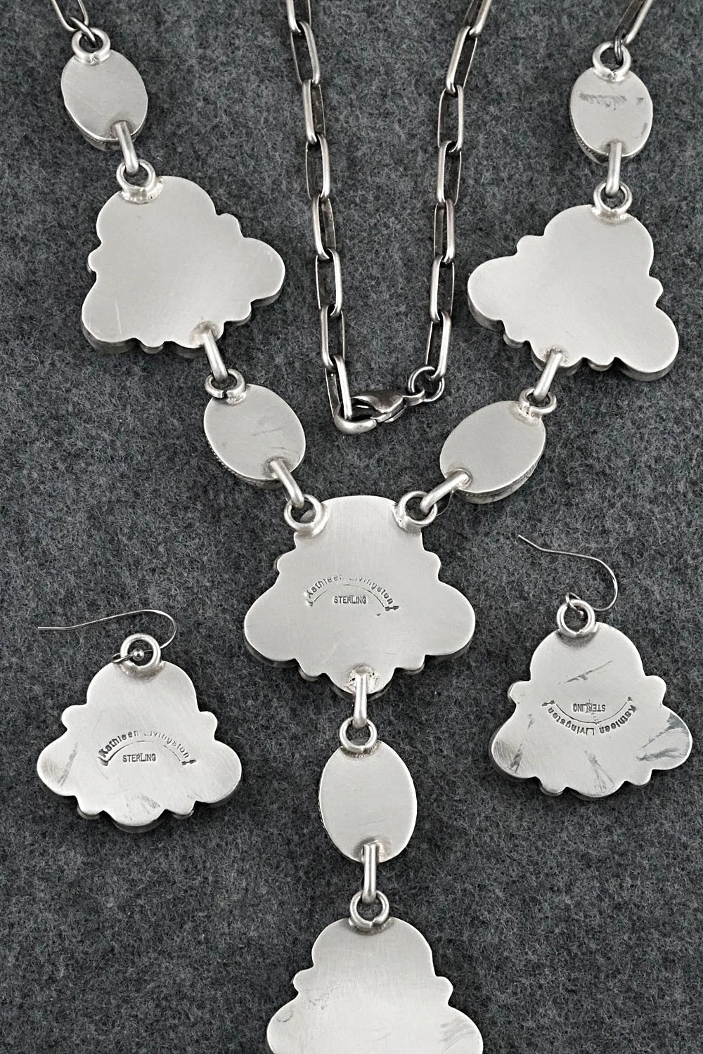 Turquoise & Sterling Silver Necklace and Earrings Set - Kathleen Livingston