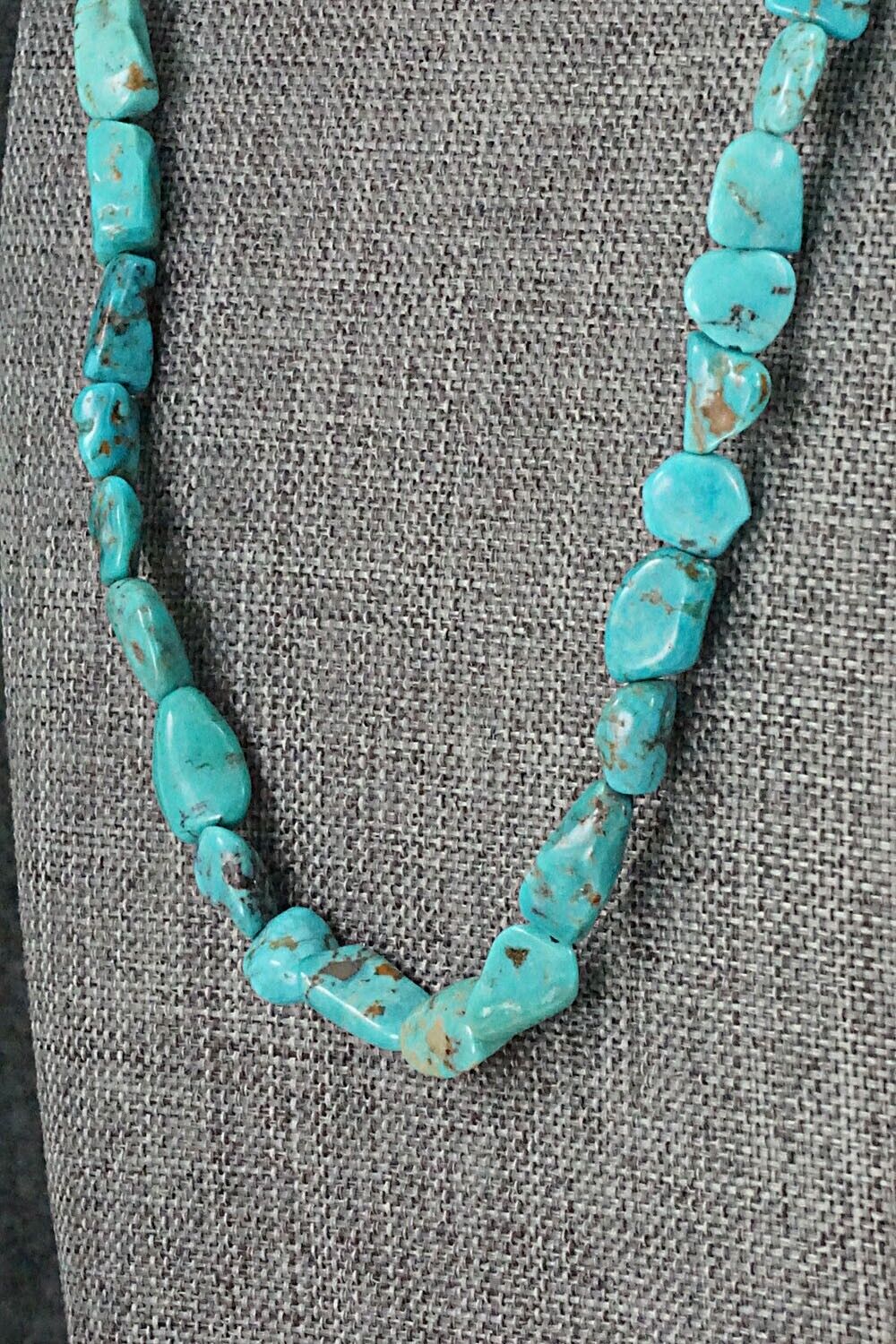 Turquoise & Sterling Silver Necklace 49" - Doreen Jake