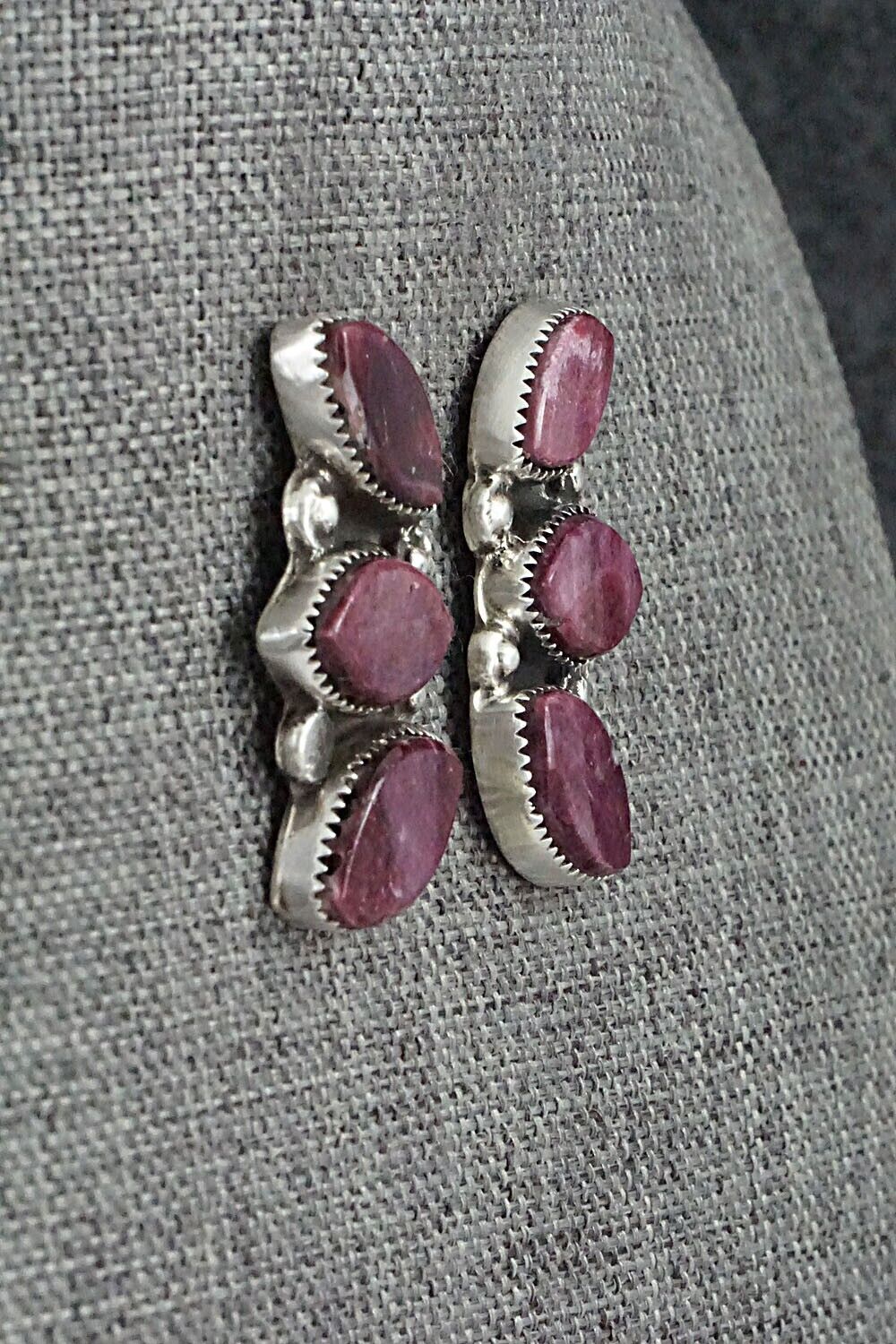 Spiny Oyster & Sterling Silver Earrings - Selina Warner