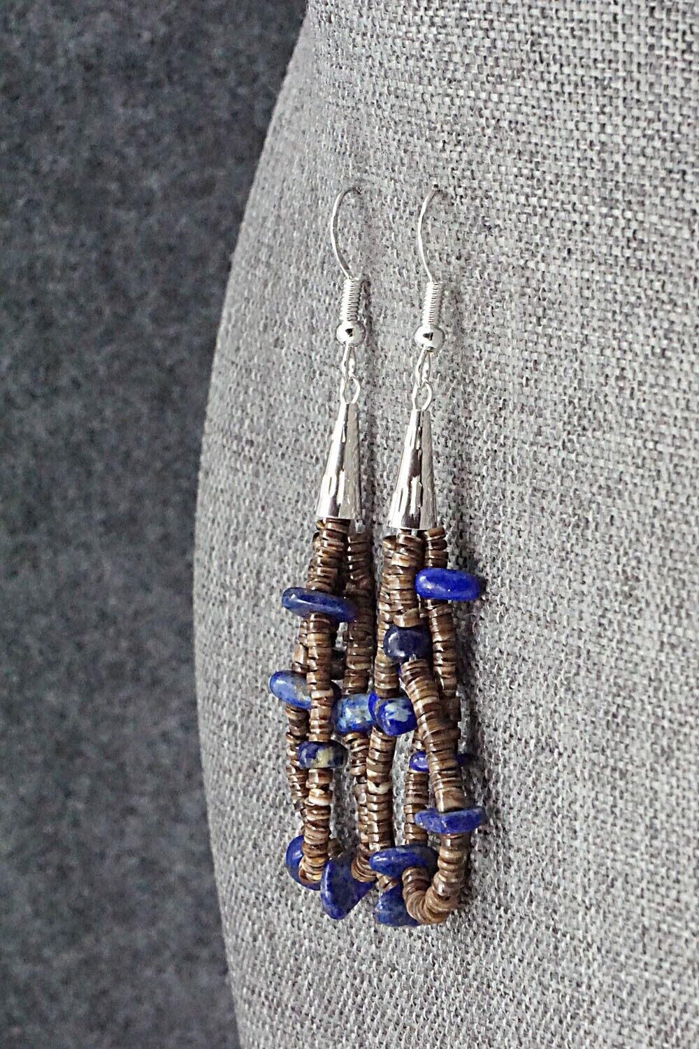 Lapis, Shell & Sterling Silver Earrings - Ramona Bird