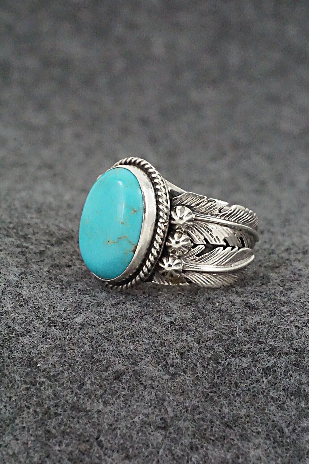 Turquoise & Sterling Silver Ring - Bobby Platero - Size 7.5