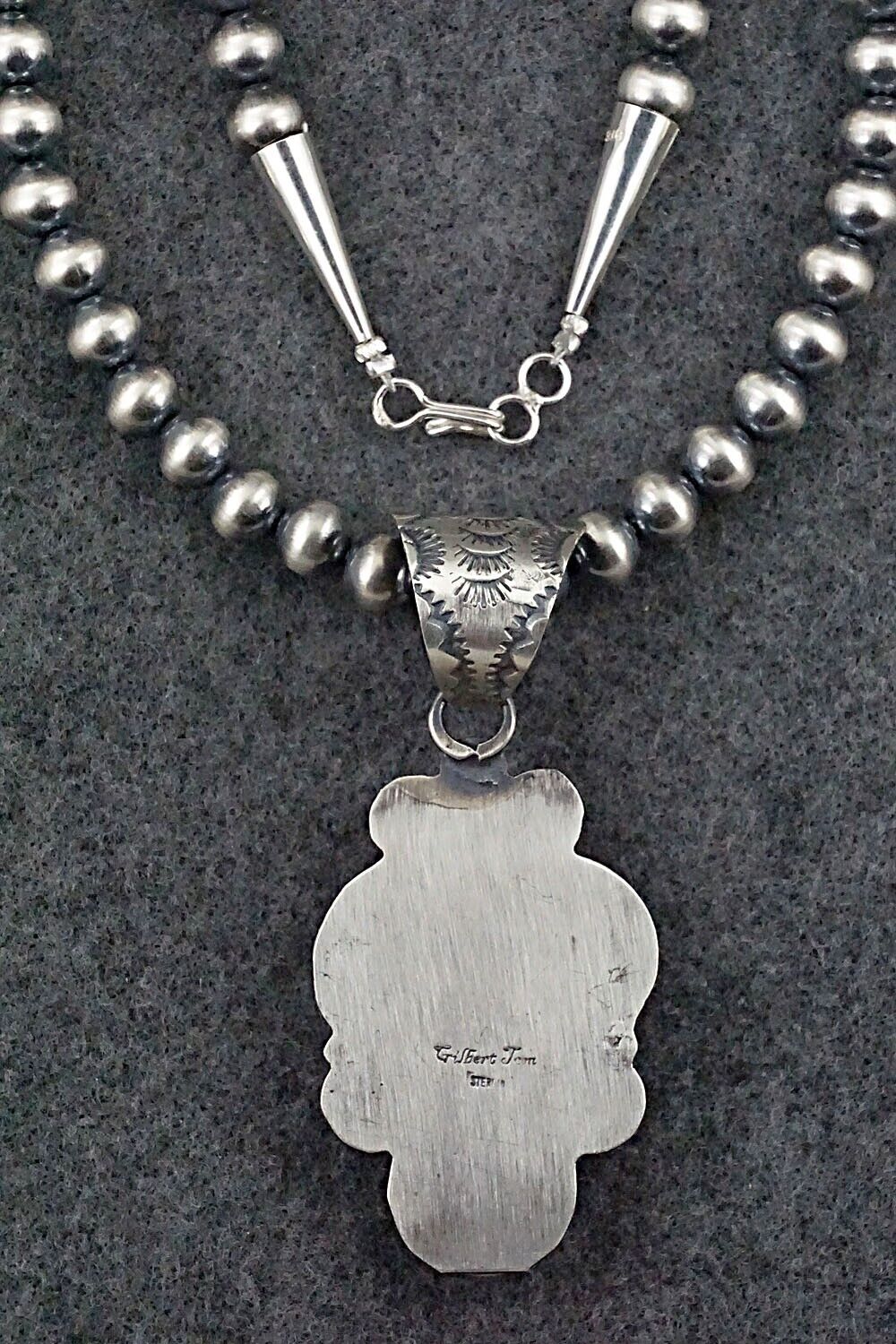Turquoise & Sterling Silver Necklace - Gilbert Tom