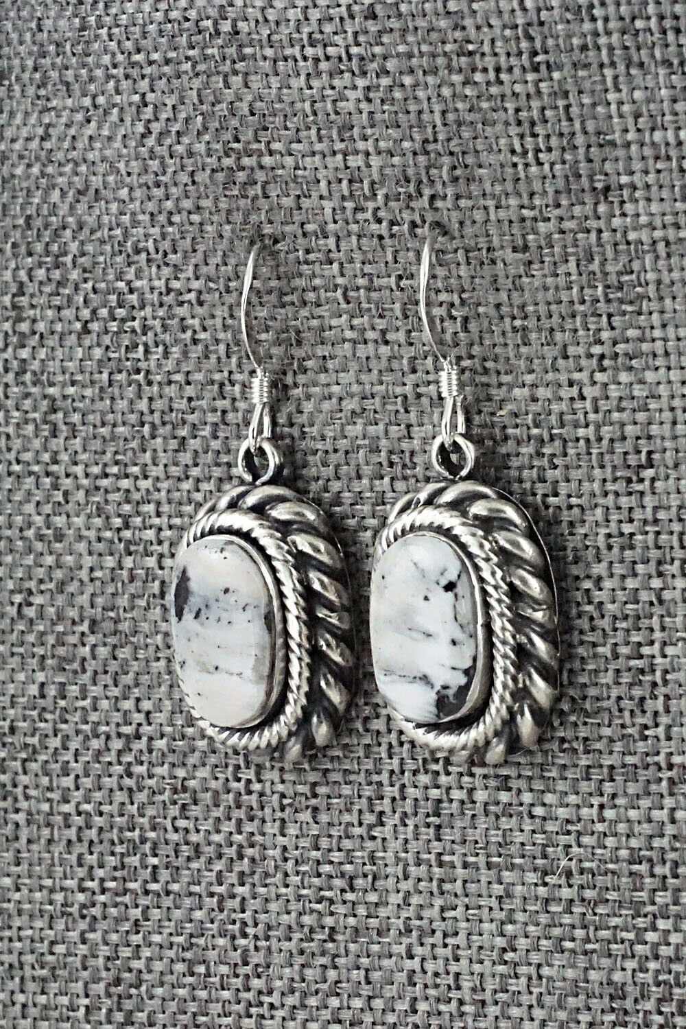 White Buffalo & Sterling Silver Earrings - Kenny Lonjose