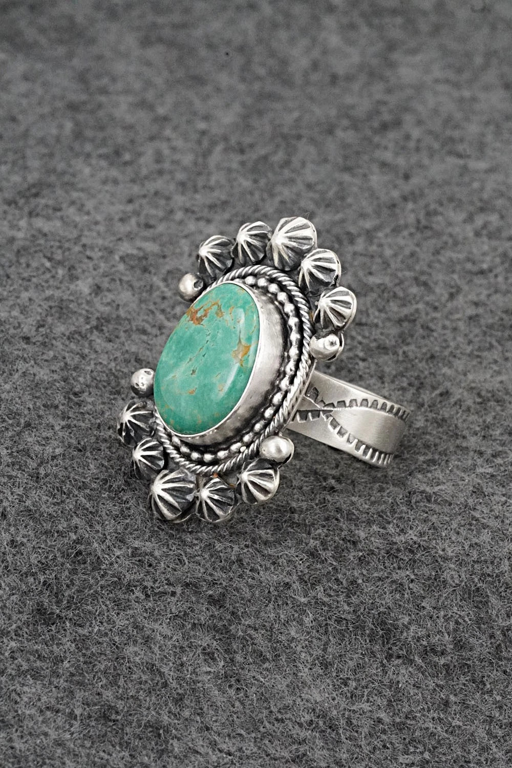 Turquoise & Sterling Silver Ring - Cordell Platero - Size Adjustable