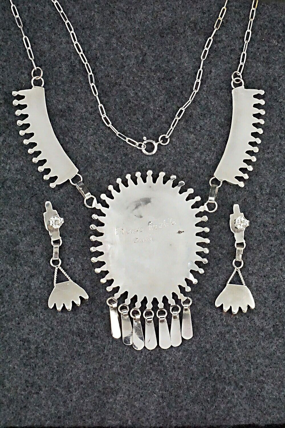 Turquoise & Sterling Silver Necklace and Earrings Set - Evonne Hustito
