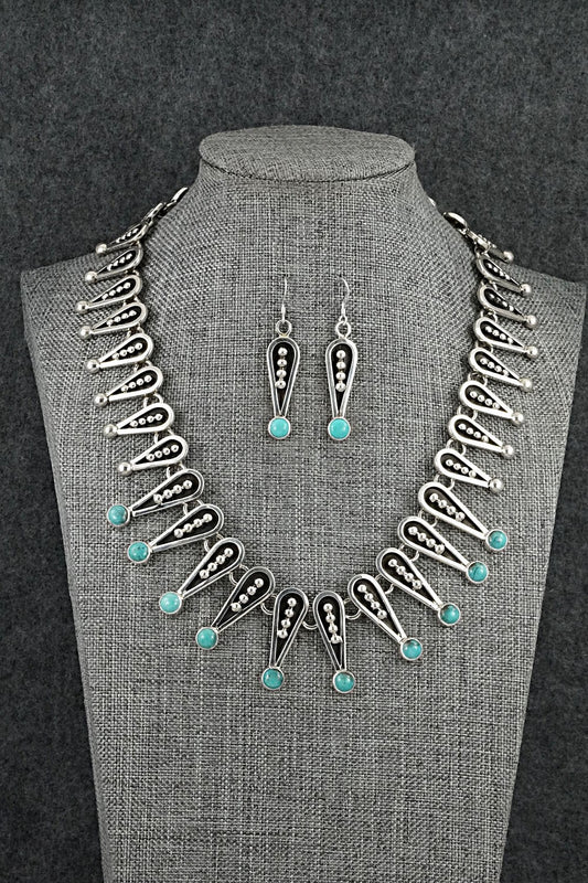 Turquoise & Sterling Silver Necklace and Earrings Set - Jonathan Nez