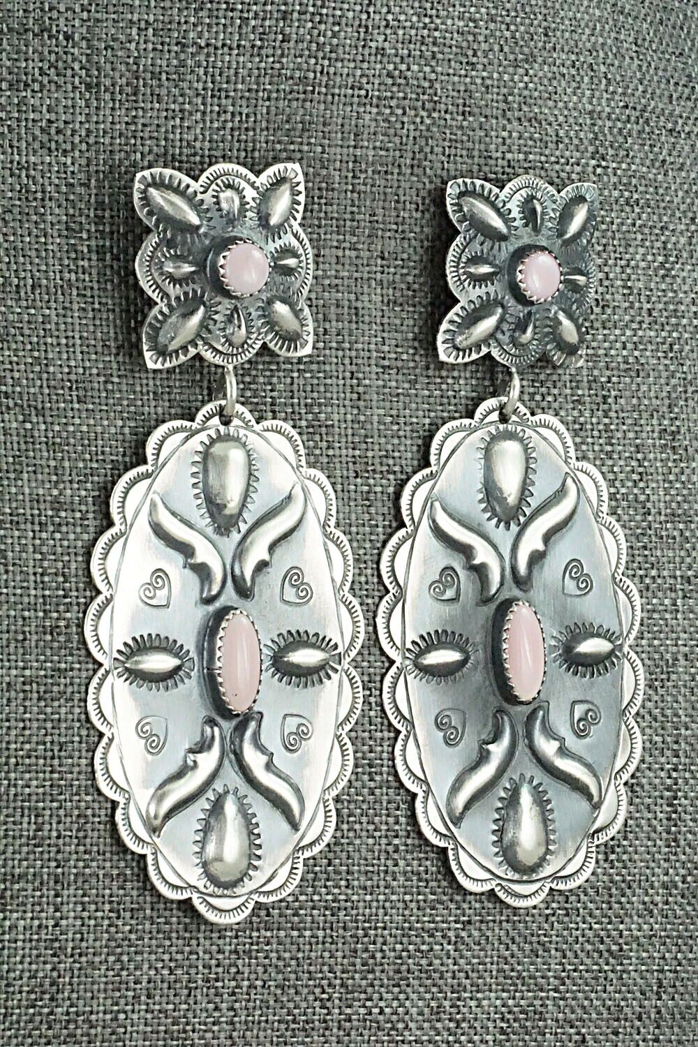 Pink Conch Shell & Sterling Silver Earrings - Glenn Livingston