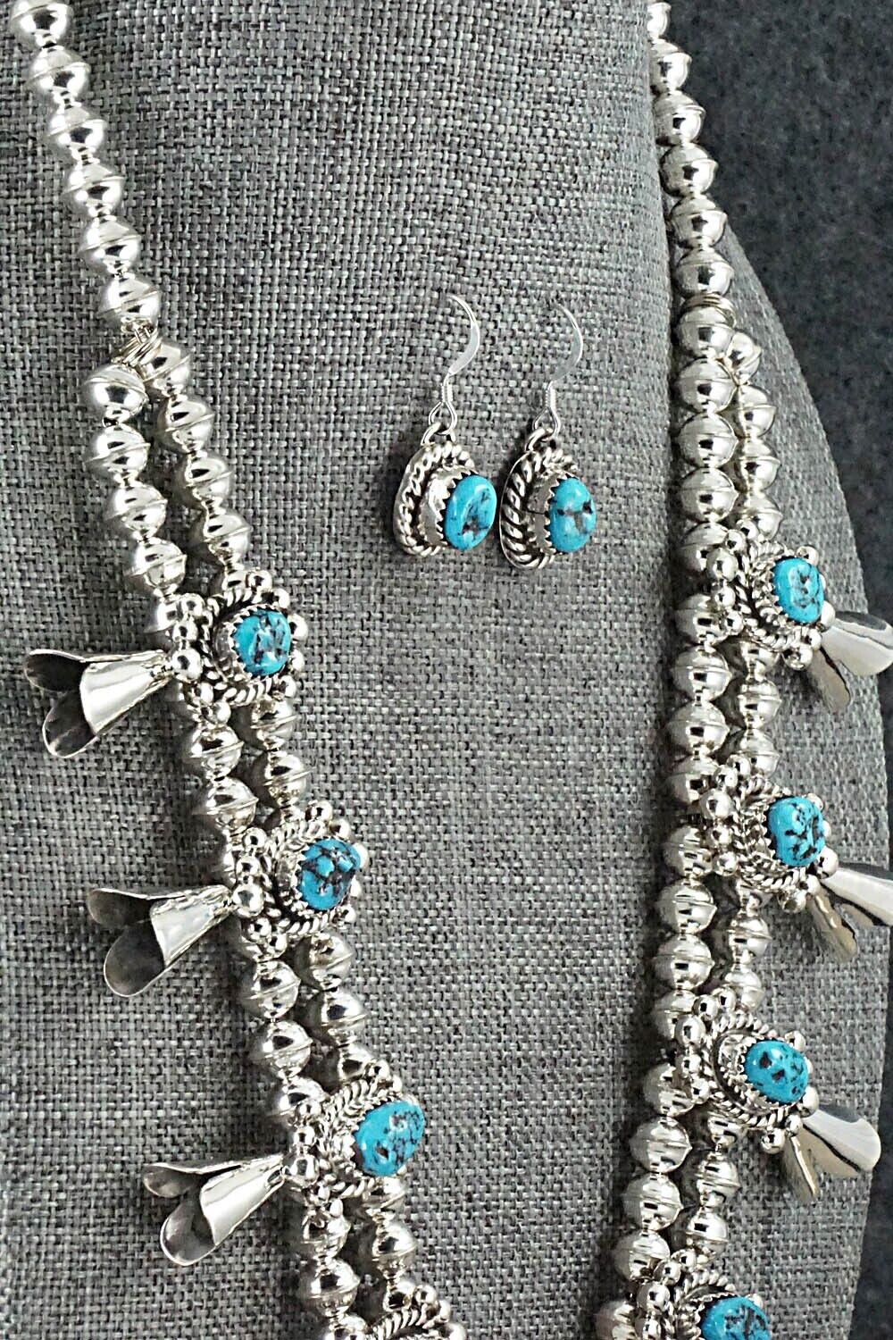 Turquoise & Sterling Silver Squash Blossom Set - Vernon Johnson