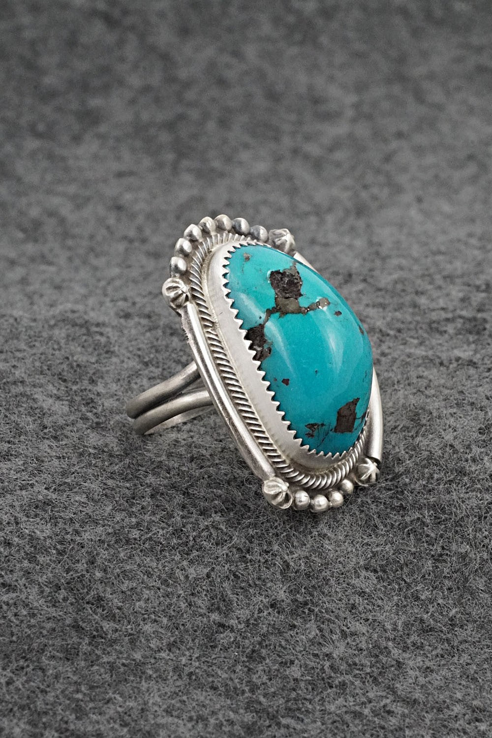 Turquoise & Sterling Silver Ring - Leslie Nez - Size 9.5