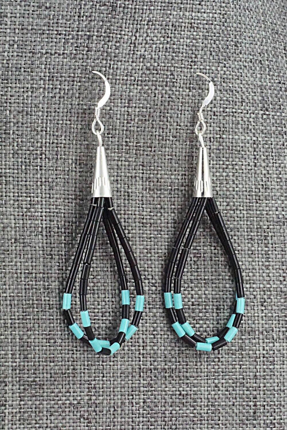 Jet, Turquoise & Sterling Silver Earrings - Ramona Bird