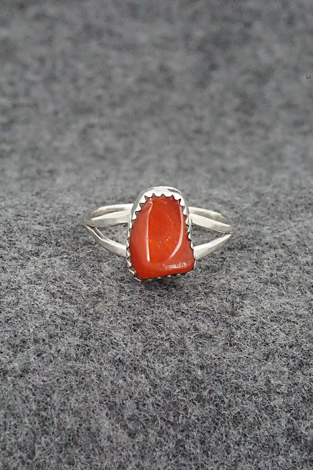 Coral & Sterling Silver Ring - Letricia Largo - Size 6.75