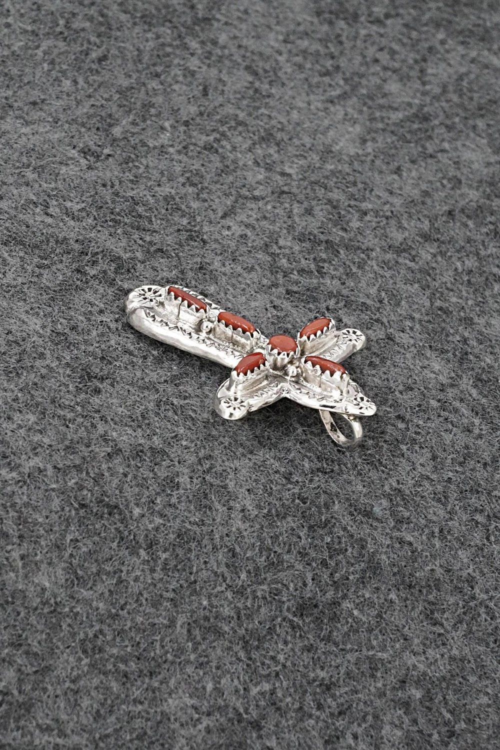 Coral & Sterling Silver Pendant - Murray Hannaweeka