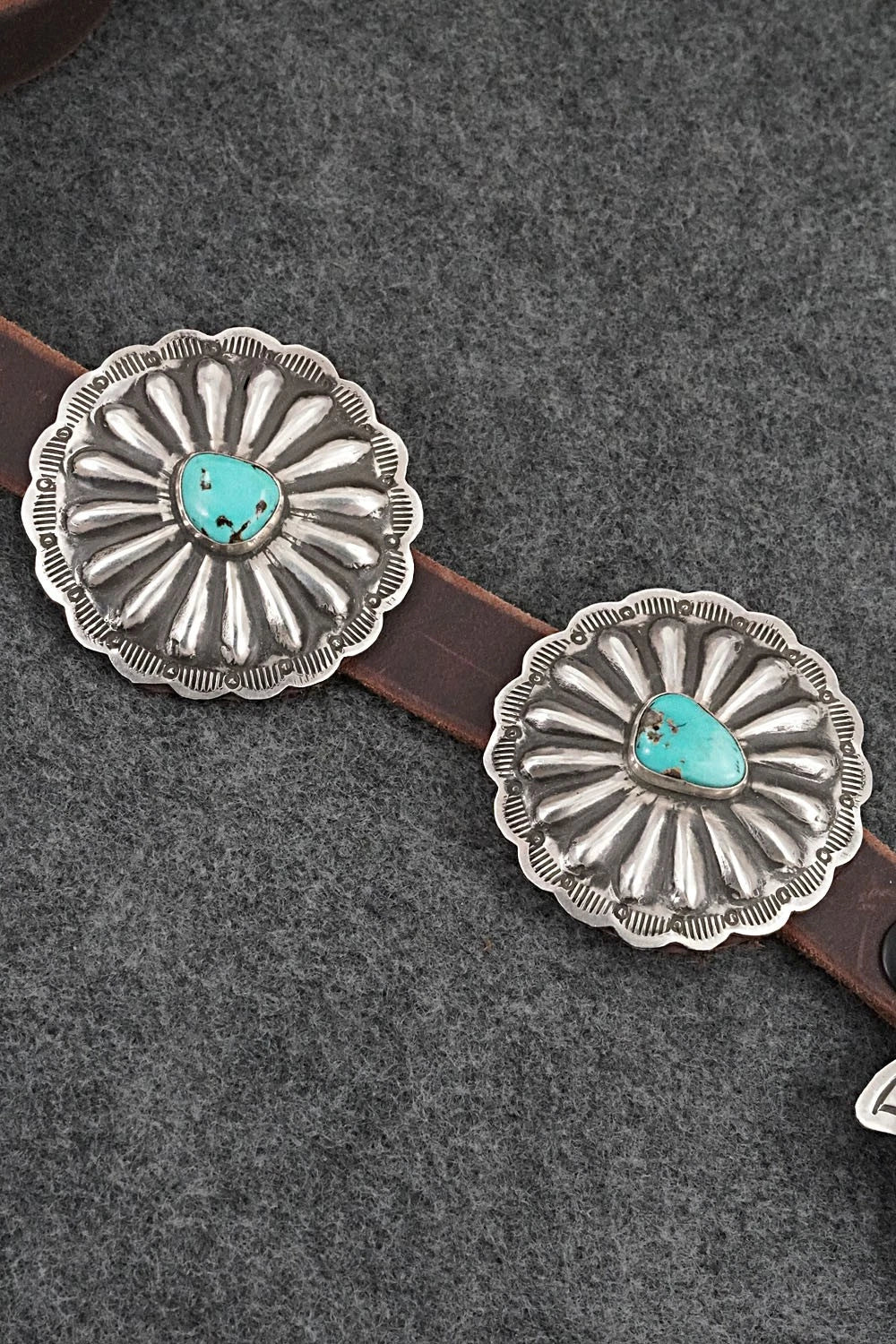 Turquoise, Sterling Silver & Leather Concho Belt - Marilyn Ramone