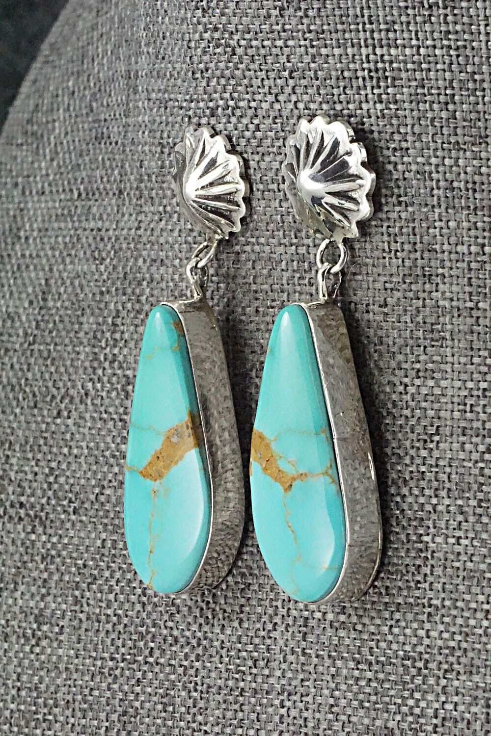 Turquoise and Sterling Silver Earrings - Juan Yellowhorse