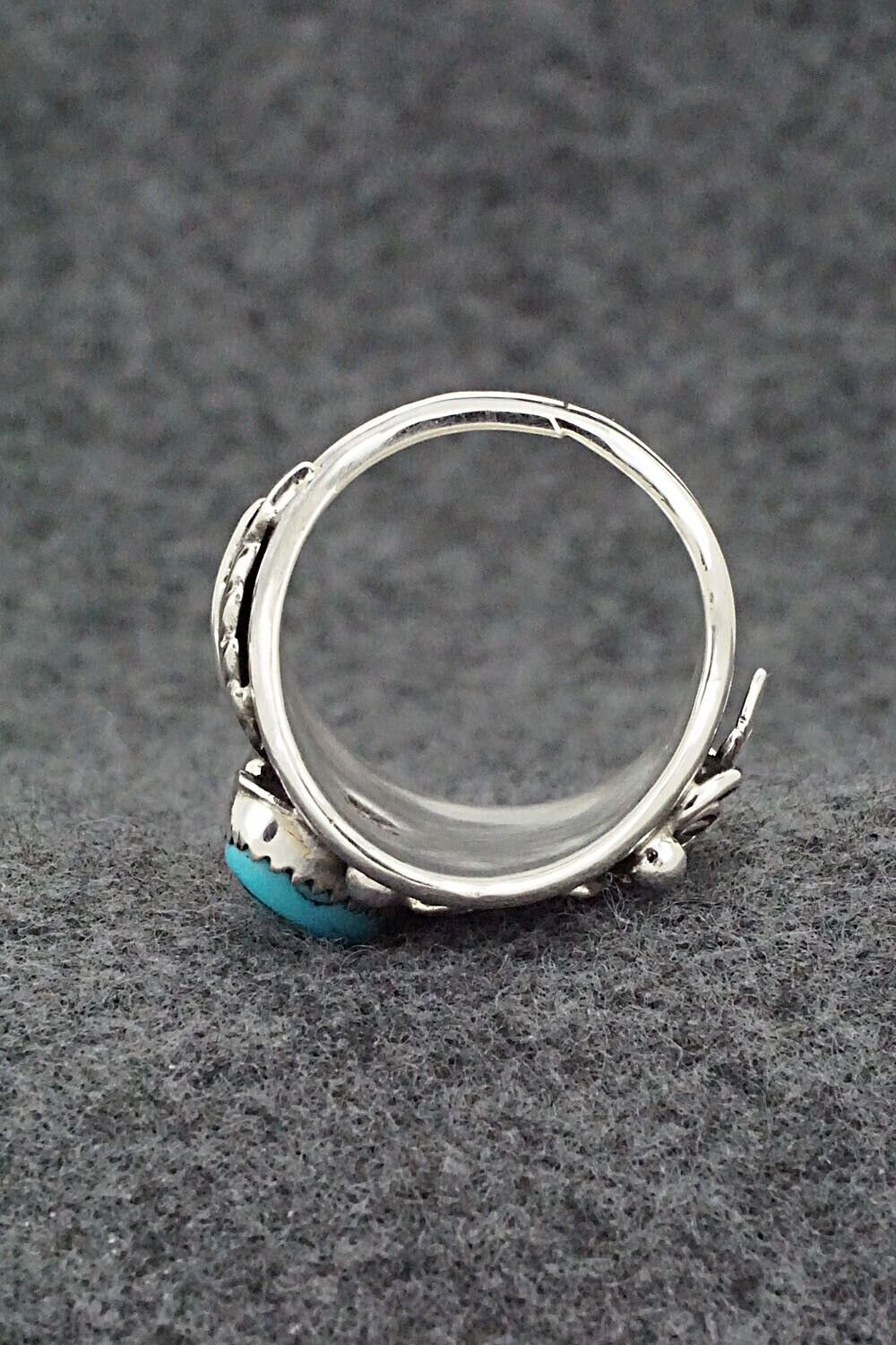 Turquoise, Coral & Sterling Silver Ring - Jeannette Saunders - Size 11