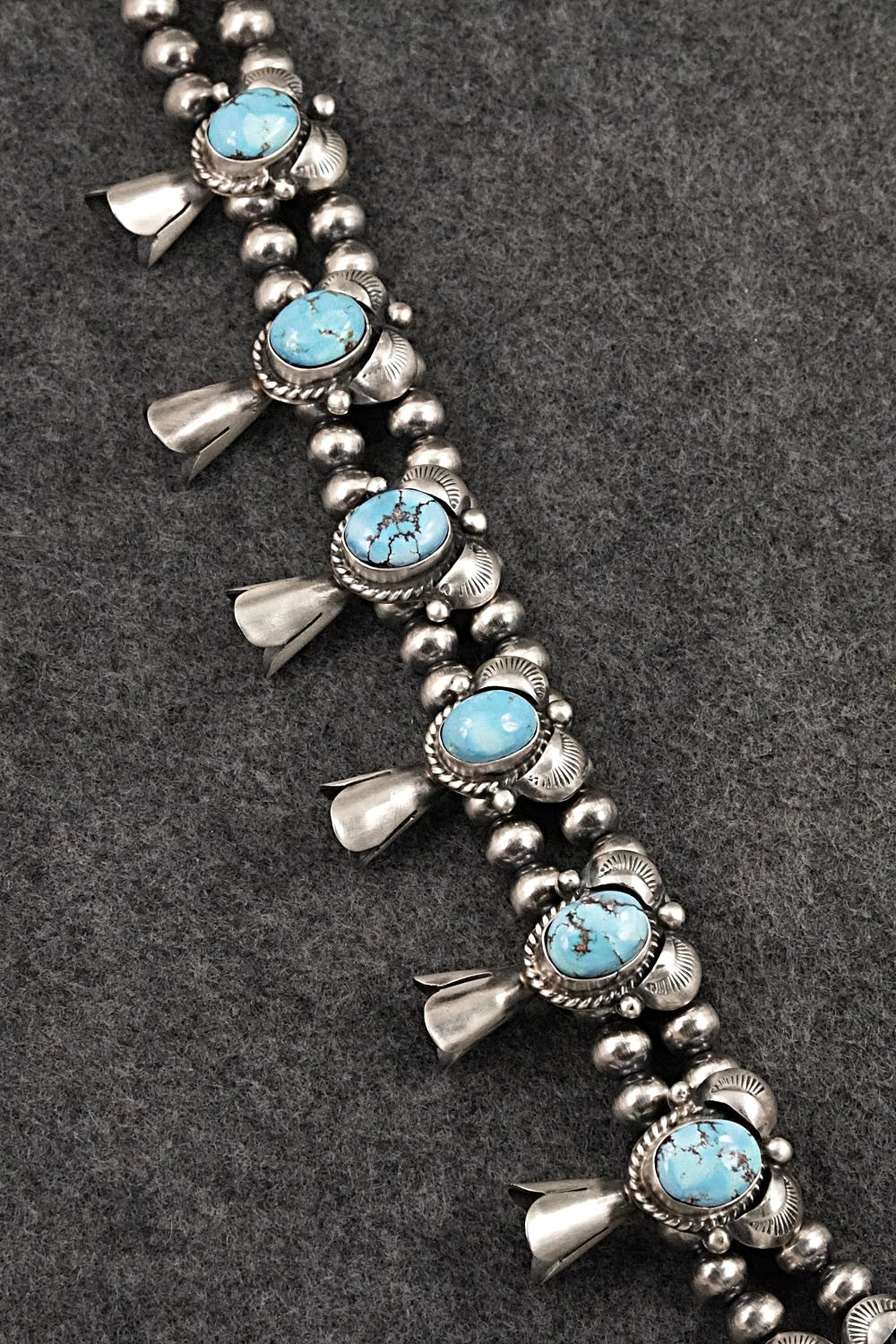 Turquoise & Sterling Silver Squash Blossom Set - Vernon Johnson