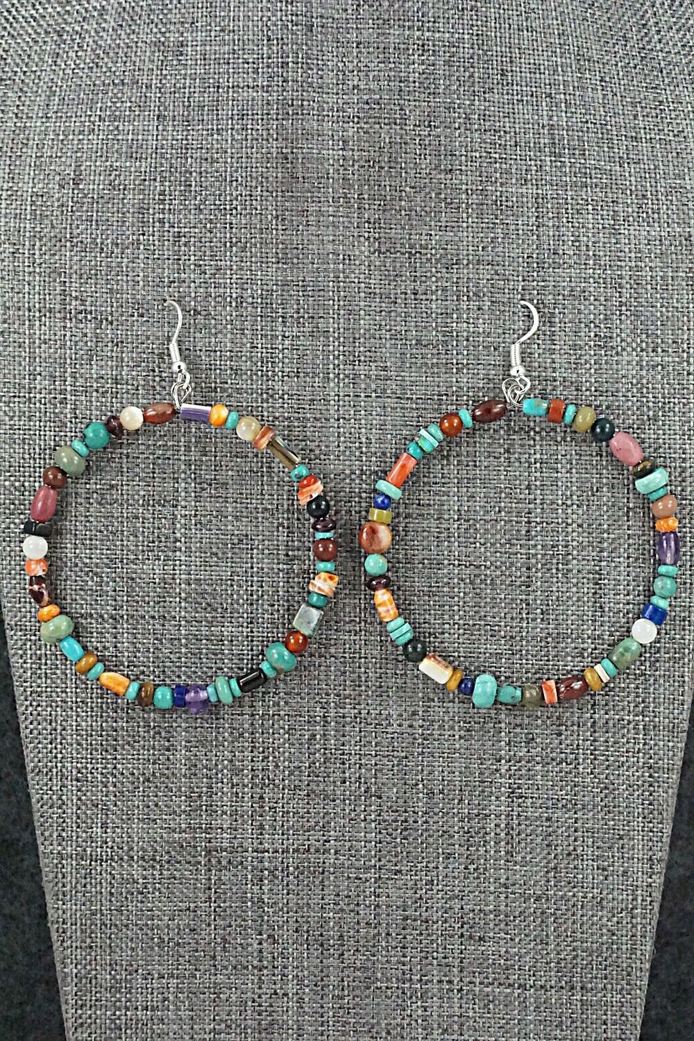 Multi-Stone & Sterling Silver Earrings - Helen Tsosie