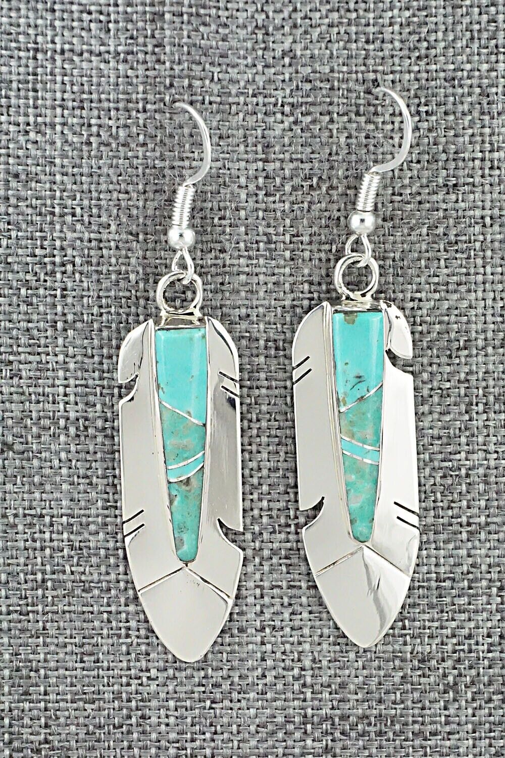 Turquoise & Sterling Silver Inlay Earrings - Marilyn Yazzie
