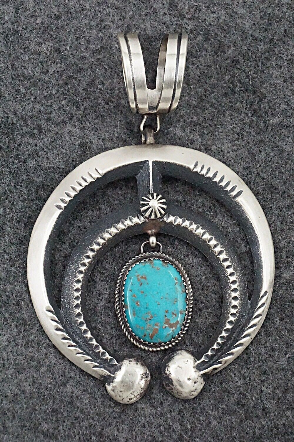 Turquoise & Sterling Silver Pendant - Martha Cayatineto