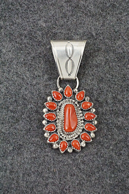 Coral & Sterling Silver Pendant - Tom Lewis