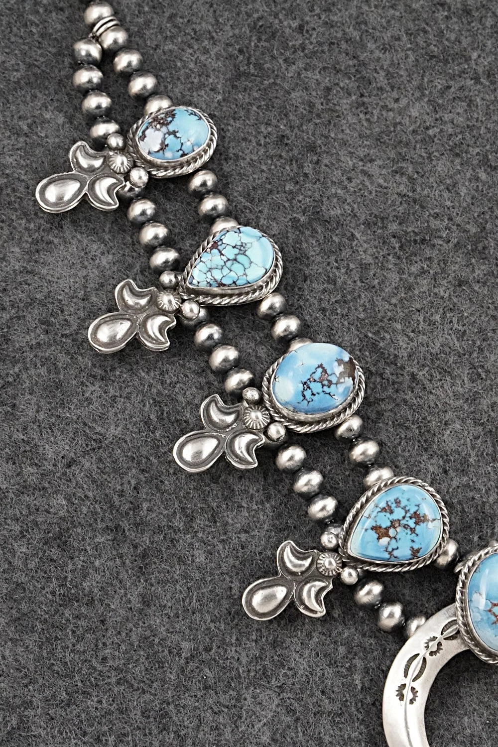 Turquoise & Sterling Silver Squash Blossom Set - Matthew Gordon