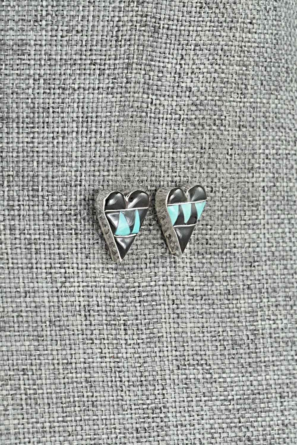 Turquoise, Onyx & Sterling Silver Earrings - Carol Vacit