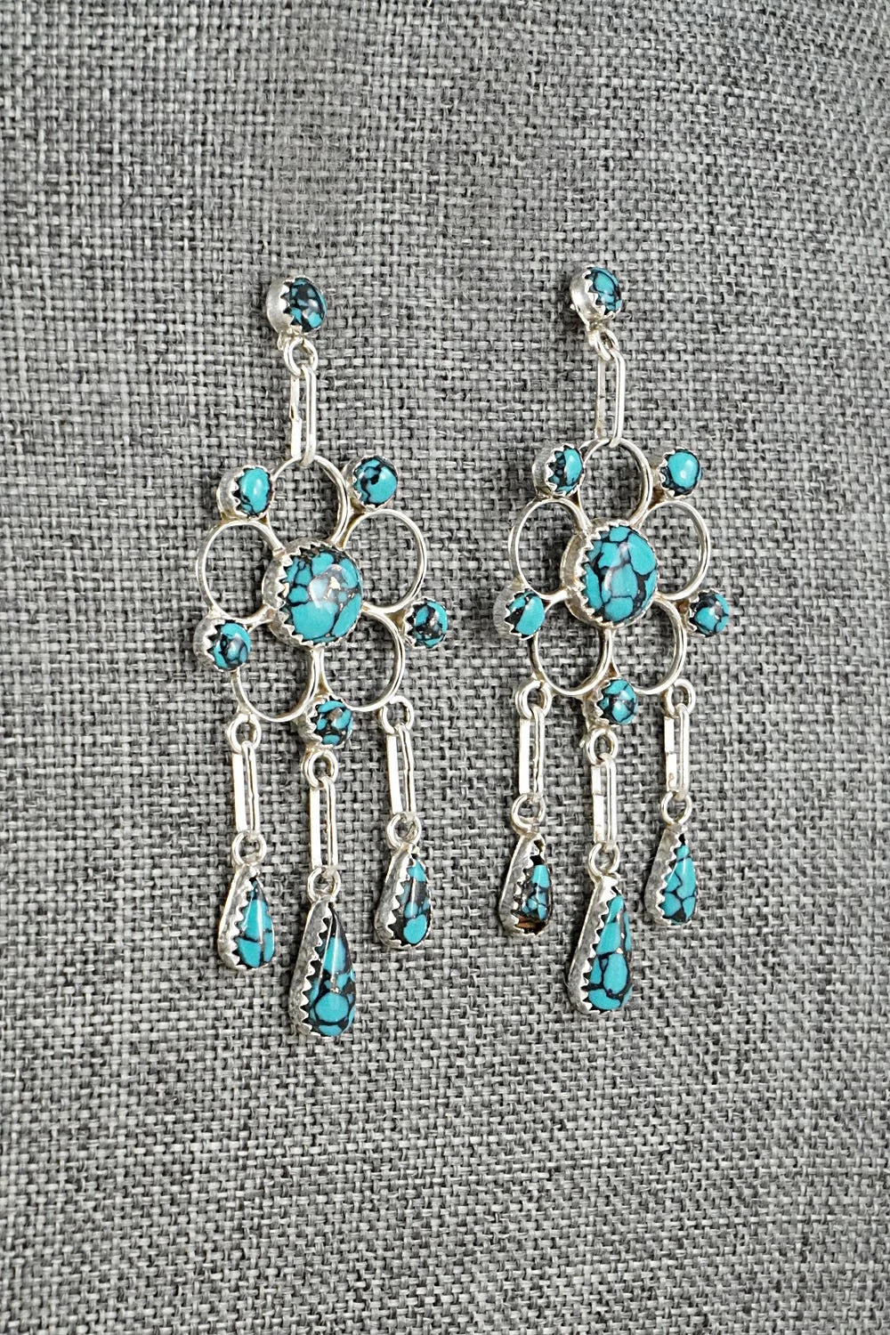 Turquoise & Sterling Silver Earrings - Vivianita Booqua