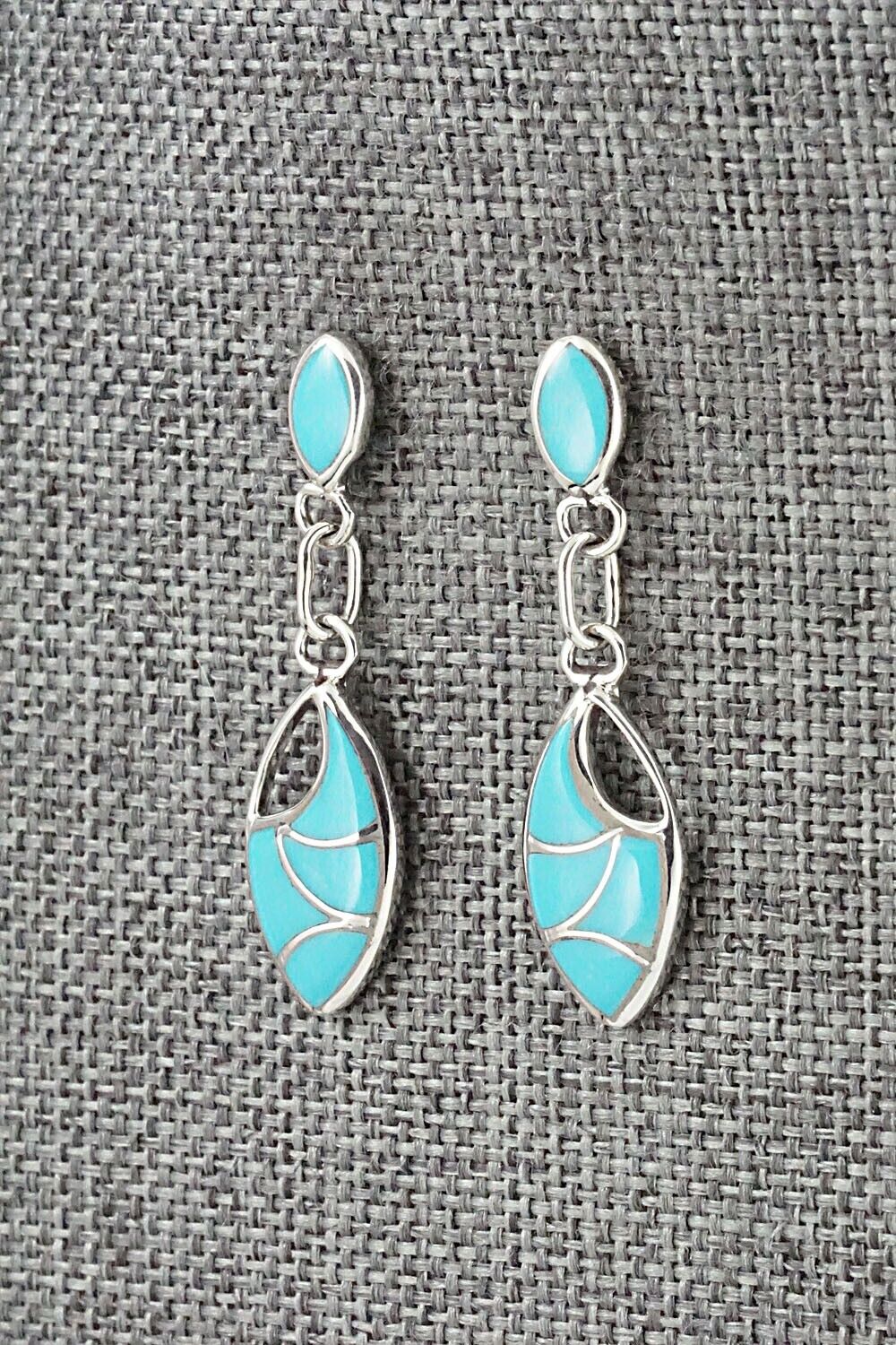 Turquoise & Sterling Silver Inlay Earrings - Faye Leekya