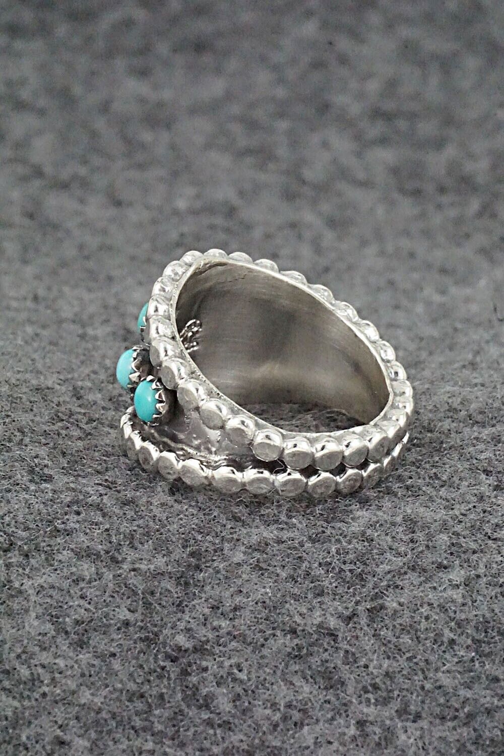 Turquoise & Sterling Silver Ring - Kenny Lonjose - Size 9.75