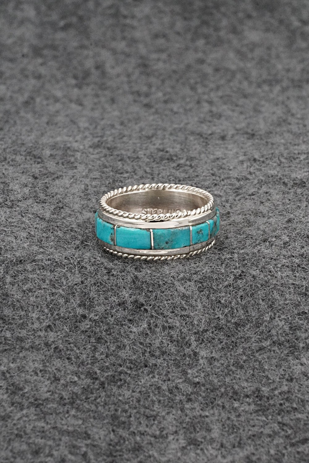 Turquoise & Sterling Silver Ring - Bruce Johnson - Size 7