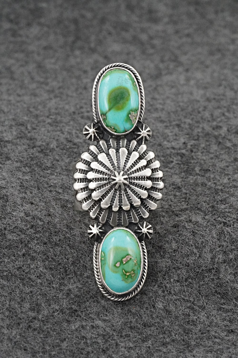 Turquoise & Sterling Silver Ring - Samuel Yellowhair - Size 7.5