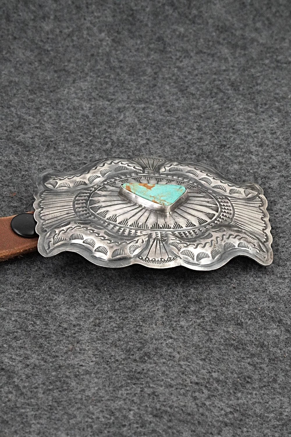 Turquoise, Sterling Silver & Leather Concho Belt - Dan Morgan