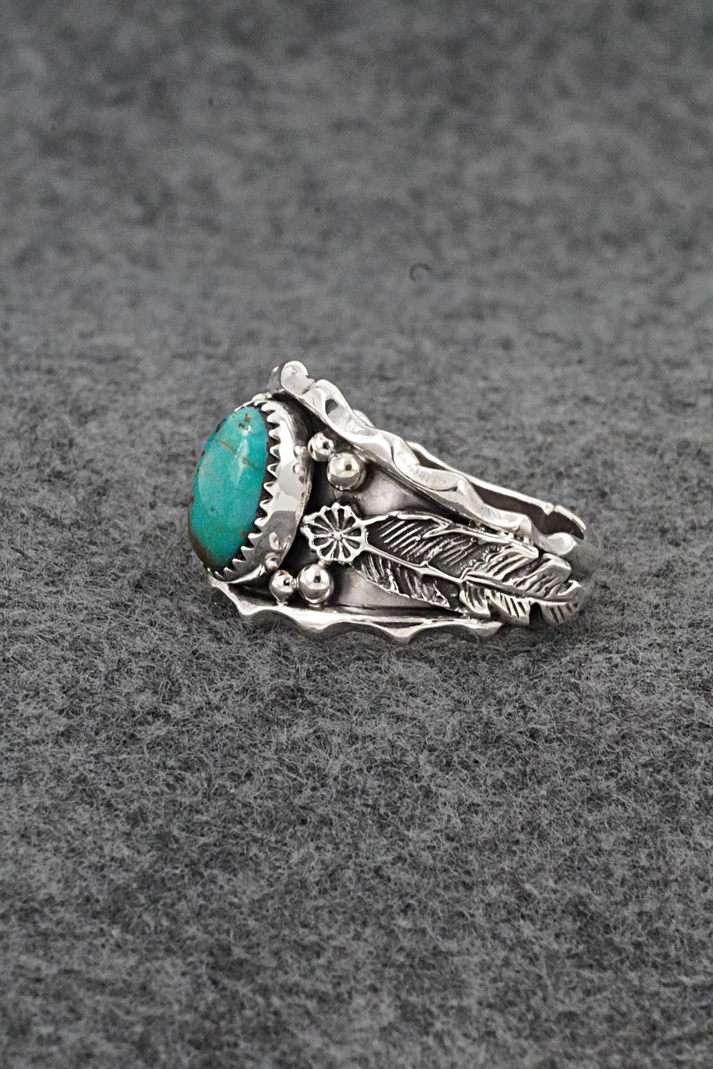 Turquoise & Sterling Silver Ring - Genevieve Francisco - Size 13.5