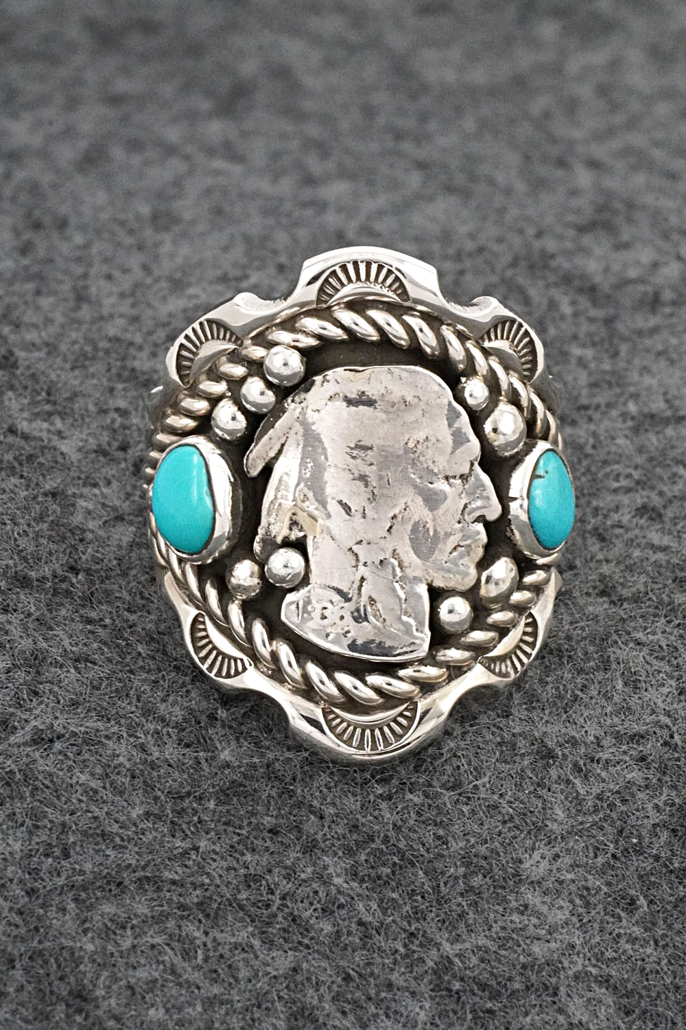 Turquoise & Sterling Silver Ring - Melvin Jones - Size 12
