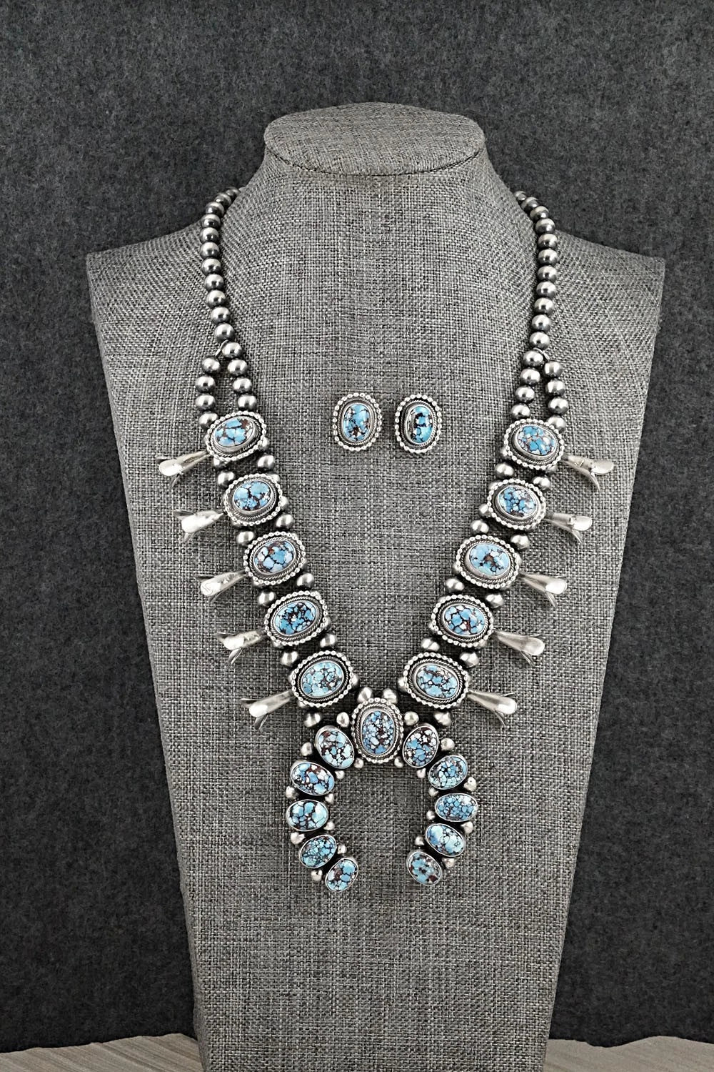 Turquoise & Sterling Silver Squash Blossom Set - Darrin Livingston